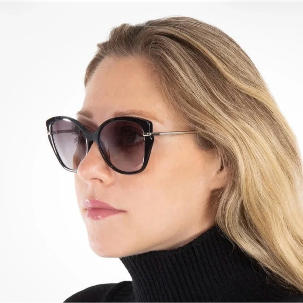 Longchamp 627S Black Cat-Eye Women's Sunglasses - Elegant Everyday Shades NIC